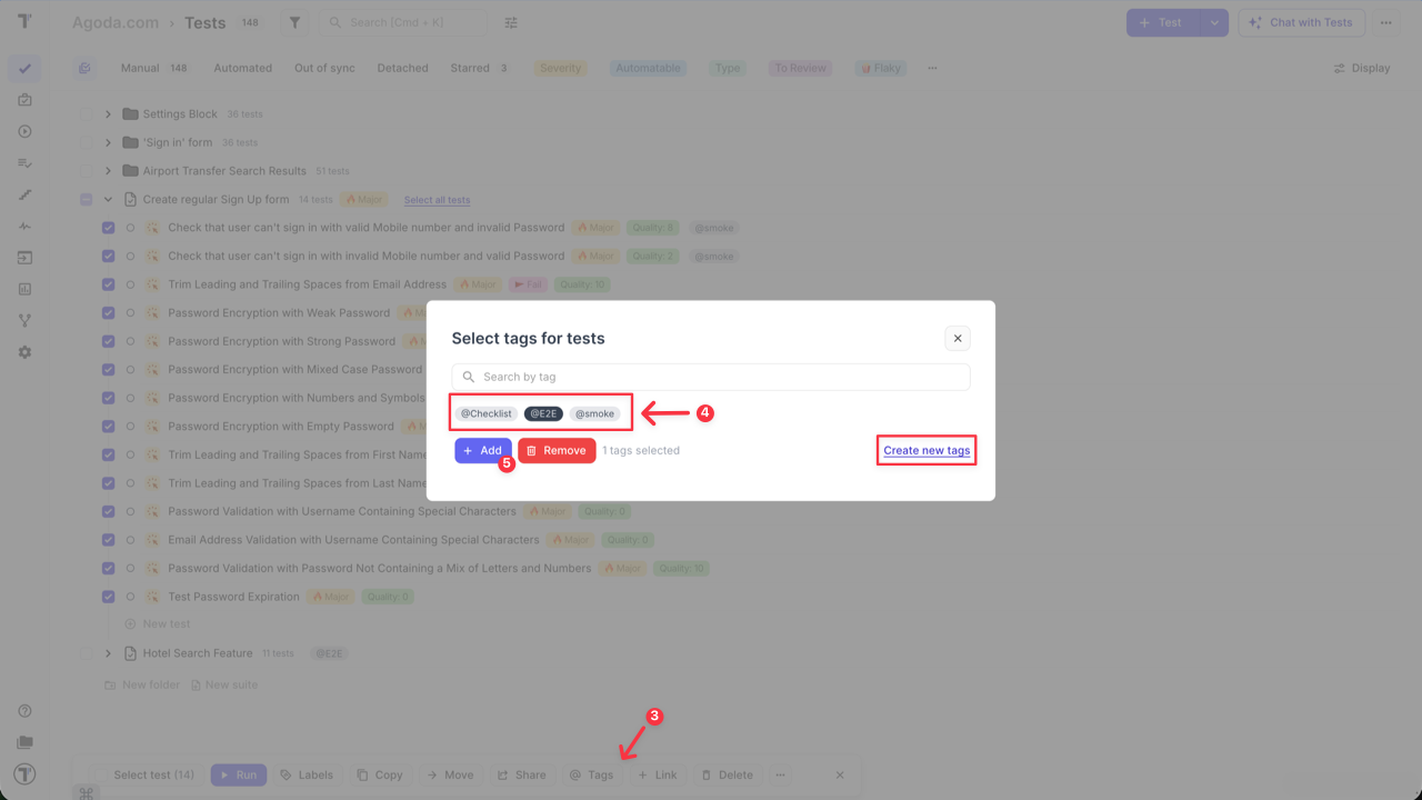 Testomat.io - Add tags