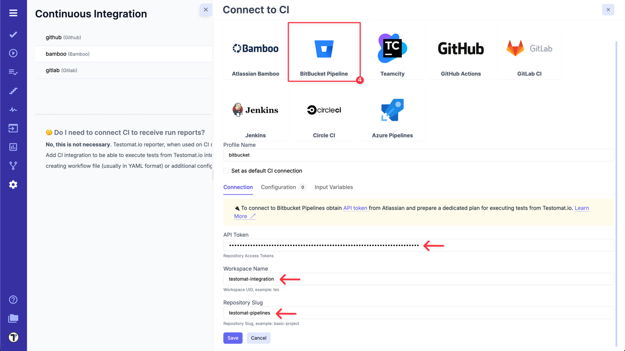 Testomatio - Bitbucket
